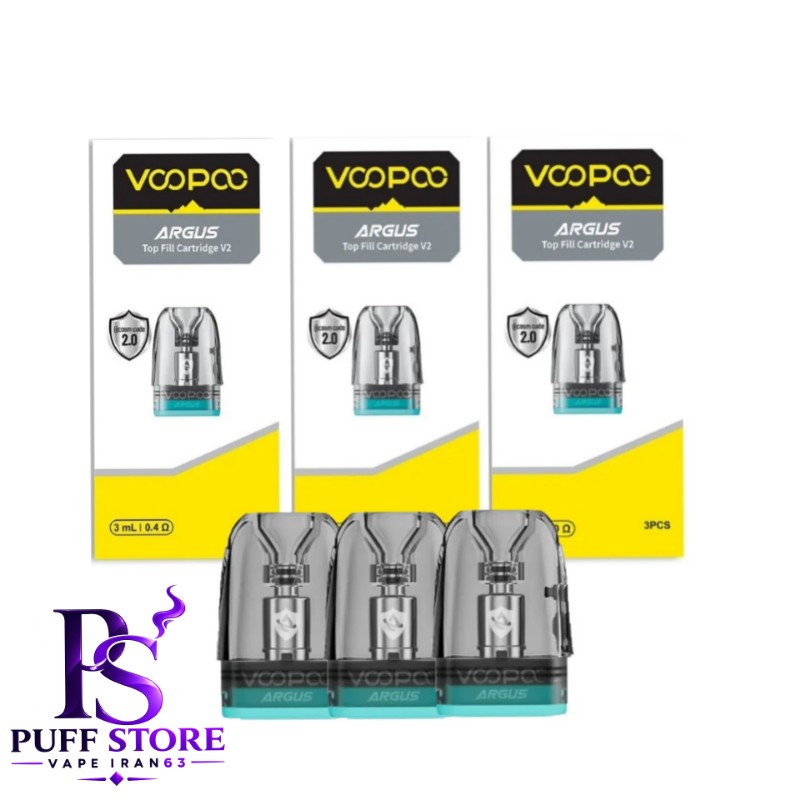 کارتریج ووپو ارگوس بسته ۳عددی CARTRIDGE VOOPOO ARGUS V2 TOP FILL 3ML 3PCS