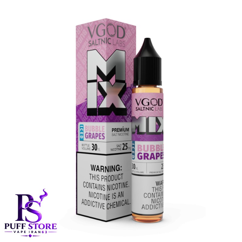 سالت نیکوتین ویگاد میکس آدامس انگور یخ (30میل )VGOD SALT NICOTIN 30ML MIX BUBBLE GRAPES ICED