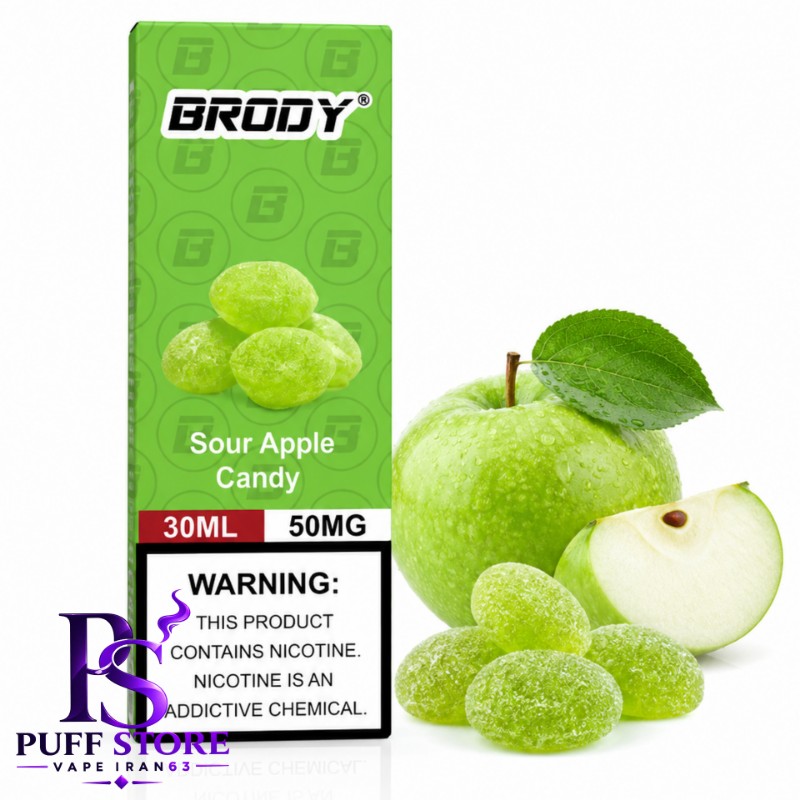 سالت نیکوتین ۵۰ برودی سیب ترش آب نبات(۳۰میل)SALT NICOTIN BRODY 30ML SOUR APPLE CANDY 50MG